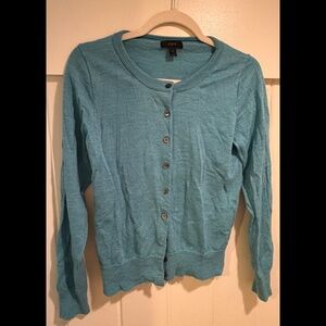 J CREW Teal Crew Neck Cardigan Sweater, Size M, NWOT